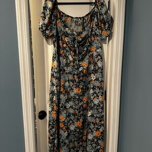 Puff Sleeve Maxi Sundress for Wedding Guest